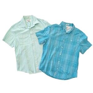 Lot of Penguin Mens Classic Fit Casual Button Up Short Sleeve Shirts - Medium